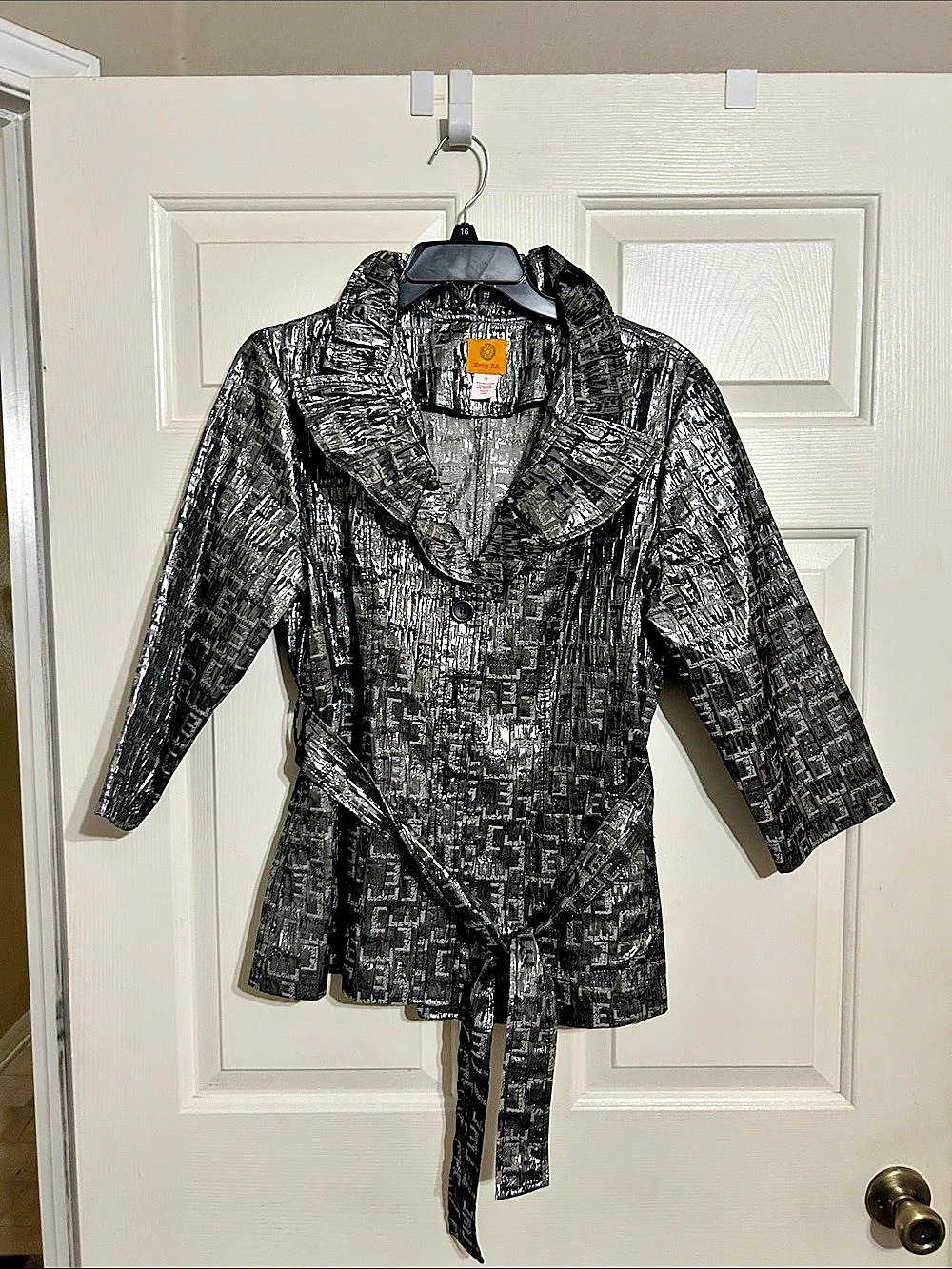 Ruby Rd. Metallic Jacquard Belted Jacket.